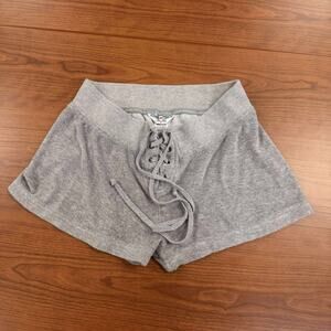 Hard Tail Forever Women Athletic Shorts Low Rise Terry Short Gray Large Lace vtg